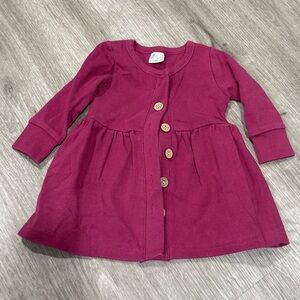 Charming Burgundy Kids Dress with Wooden Buttons